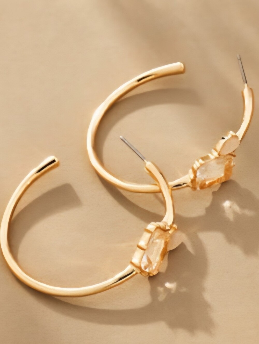 Anthropologie, Double Stone Hoop Earrings in Clear